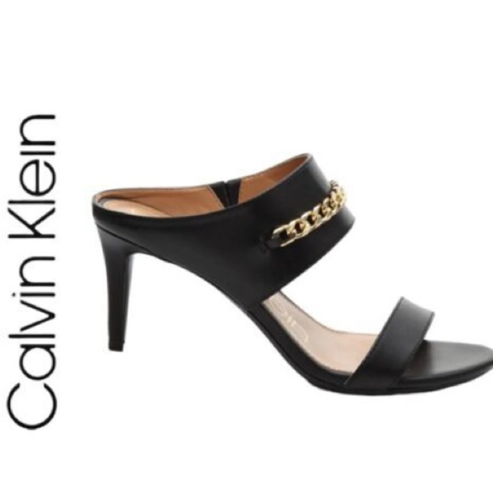 Calvin Klein Lorinda Stiletto Heel Dress Sandals | Pumps | Black & Gold | 8.5